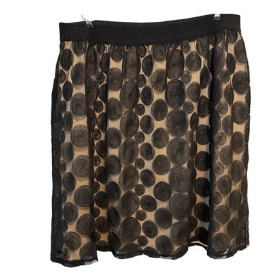 Lane Bryant Polka Dot Embroidered Skirt Size 22/24 Black & Beige Polyester - Image 1 of 4