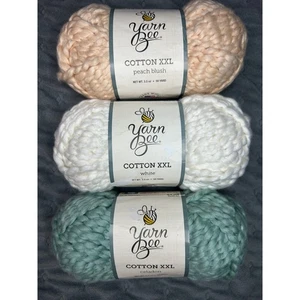 Garn Biene Baumwolle XXL Garnpaket Peach Blush Weiß Seladon 3 Knäuel Stricken - Bild 1 von 3