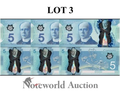 CANADA 5 Dollars 2013 P 106b BC-69b Polymer Lot 3 pcs UNC - Image 1 of 4