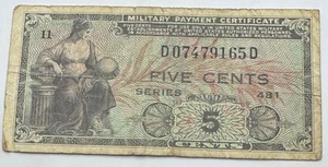 5c US Military Payment Certificate Note - Series 481 - Ten Cents - No Reserve - Picture 1 of 2