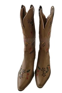 mi.im Los Angeles womens boots Brown Size 7 Embroidered Flowers - Picture 1 of 10