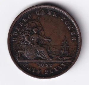 Quebec Bank 1852 1/2c One Half Penny VF Very Fine Coin - Picture 1 of 2