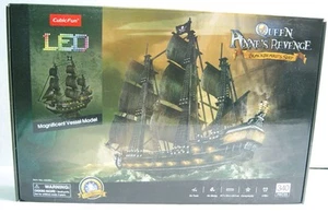 Pirate Ship Model Kit Adult 3D Puzzle Queen Anne Blackbeard's Ship LED 340 PC - Picture 1 of 11