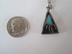 Bear Paw Turquoise Sterling Necklace Pendant w/ Alloy Chain Navajo Handmade - Picture 1 of 4