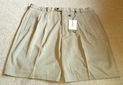 NWT Mens Shorts-CUTTER & BUCK-GOLF-light brown rayon blend pleated-40 - Image 1 of 4