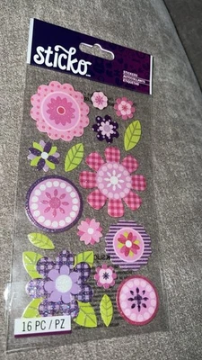 Sticko Vellum stickers CRAZY DAISIES Pastel Flower theme Spring Summer Scrapbook - Image 1 of 2