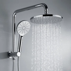 Decaura 9'' Rain Shower Head Set with Hand Shower Brass Gooseneck Shower Rail - Picture 1 of 9