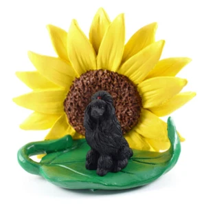 Poodle Sunflower Figurine Black - Picture 1 of 2
