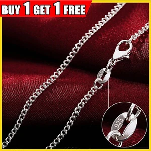 UK GENUINE 925 SILVER CURB CHAIN NECKLACE LOBSTER CLASP 74000+SOLD INCH - Picture 1 of 10
