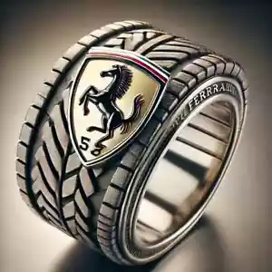 PJ CUSTOM SILBER 925K RING FERRARI SAMMLERSTÜCK AUTOREIFEN LIEBHABER HERREN RING - Bild 1 von 8