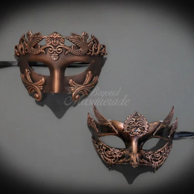 Couples Masquerade Mask, His & Hers Set, Couple Rose Gold M31000, M31131 - Image 1 of 4
