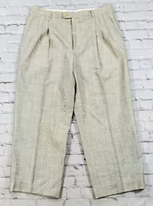 Zanella MENS SIZE 36 Mansouri Dress Pants Biege Wool Silk Pleated VINTAGE - Picture 1 of 10