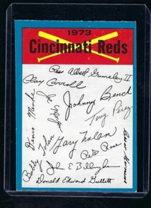 1973 O-Pee-Chee, OPC, Team Checklist Cincinnati Reds, Blue Border, NM! - Picture 1 of 2