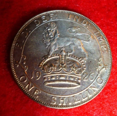 Great Britain 1926 1 Shilling Coin, King George V, King Emperor, NEF - Image 1 of 4