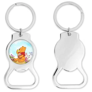 Winnie the Pooh and Piglet Inspired Bottle Opener Keychain Round - Picture 1 of 1