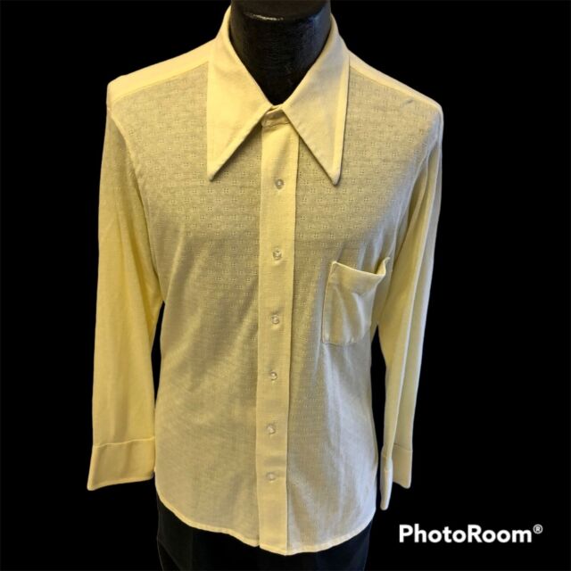 Retro Seventies Print Disco Shirt: 70s -Hutspah- Mens ivory