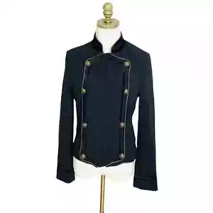 Monsoon Gr. 4 schwarz Military Samt Paspel Jacke Blazer klein strukturiert gefüttert - Bild 1 von 11