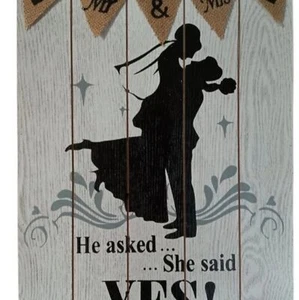She Said Yes Bridal Shower Decor Wedding Announcement Wood 16" tall x 12" w - Picture 1 of 2