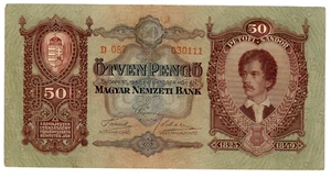 Ungarn … P-99 … 50 Pengo … 1932 … *sehr schön*😉 - Bild 1 von 2