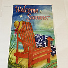 Welcome SUMMER Garden Flag Beach Lounge Chair Sun Hat Double Sided 12x17”