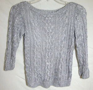 Ralph LAUREN Silver Sparkle Sweater Knit Sleeve Metallic Pullover Child Medium - Picture 1 of 4