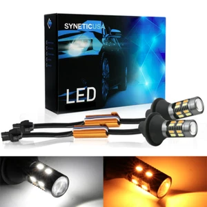 SYNETICUSA 7443 Canbus LED Switchback Turn Signal Light Bulbs fit DRL Parking  - Picture 1 of 6