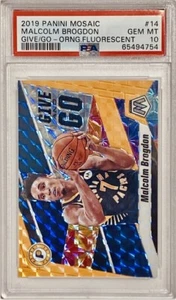 2019 Panini Mosaic Malcolm Brogdon Give and Go Orange Fluorescent #11/25 PSA 10 - Picture 1 of 7