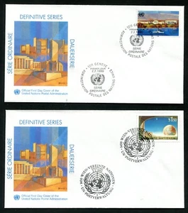 UNITED NATIONS 1990, DEFINITIVES, Scott GE 183, VIE 98,  on 2 F.D.C.'s - Picture 1 of 1
