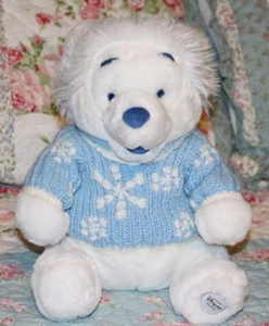 ✅ 25 Zoll Disney Store exklusiver weißer Winnie Pooh Bär Plüschpullover Weihnachten blau - Bild 1 von 10