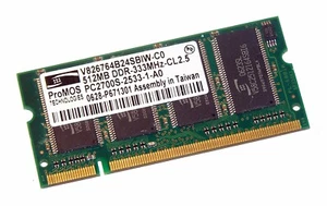 ProMOS V826764B24SBIW-C0 512MB DDR333MHz-CL2.5 PC2700S-2533-1-A0 Laptop Memory - Picture 1 of 1