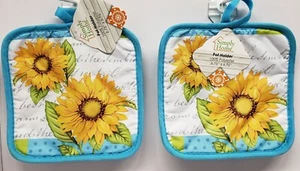 Set di 2 portapentole stampate (7""x7""), retro blu, SH - Foto 1 di 8