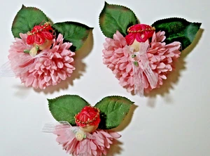 ALLIGATOR HAIR CLIP BROOCH ORNAMENT PLANT DECOR ANGEL PK CHRYSANTHEMUM SM MED LG - Picture 1 of 7