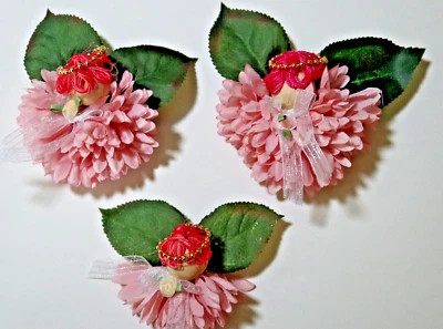 ALLIGATOR HAIR CLIP BROOCH ORNAMENT PLANT DECOR ANGEL PK CHRYSANTHEMUM SM MED LG - Image 1 of 4