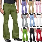 Fashion Mens Casual Solid Color Pocket Suit Pant Bell Bottoms Casual Trouser