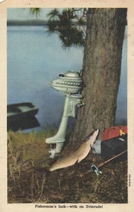 AK Evinrude Außenbordmotor Fischerglück um 1940 Vintage Leinen 540 - Bild 1 von 2