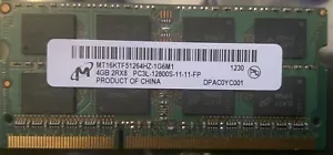 MICRON 4gb 2Rx8 PC3L-12800S-11-11-FP DDR3 Laptop Memory RAM MT16KTF51264HZ-1G6M1 - Picture 1 of 2