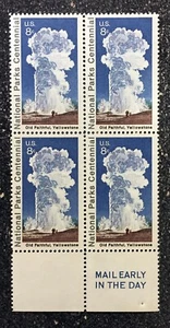 1972US #1453 8c National Parks Centennial Old Faithful - Mail Early Block of 4 - Picture 1 of 1
