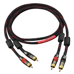 Hi-Fi Copper Stereo RCA to 2RCA Male Audio Signal Cable Amplifier Video Cord lot