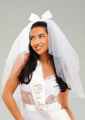 Womens Luxe White Bride Veil with Bow - Image 1 of 3