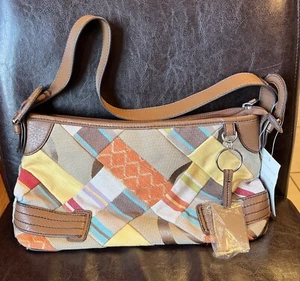 Etienne Aigner Ladies Patchwork Multi Color Canvas Purse With Leather Trim - Picture 1 of 11