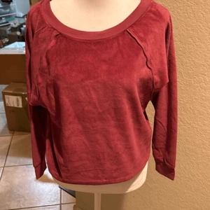 Suzi Kondi Women's XS Saba Raglan Velour Crewneck Pullover Sweatshirt Maroon Red - Picture 1 of 9