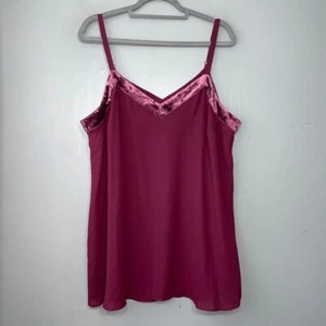 Torrid Plus Size 0 0X Burgundy Sleeveless Tank Top Velvet Trim Dark Romantic - Picture 1 of 8