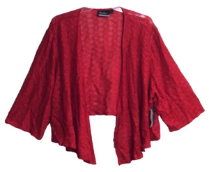 Added Dimensions by Catherines 3X Red Open Front Sweater Shrug Open Weave NEW - Picture 1 of 7