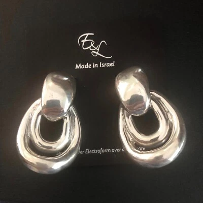 New E&L Sterling Silver Earrings / Omega Closure - Image 1 of 4