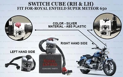 Royal Enfield lado derecho e izquierdo "Cubo interruptor plateado para Super Meteor 650" Foto 1 de 4