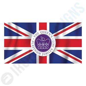 PLATINUM JUBILEE UNION JACK LOGO AND FLAG - IRON ON TSHIRT TRANSFERS - A6 A5 A4 - Picture 1 of 5