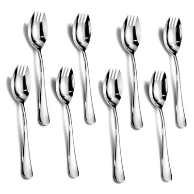  Paquete de Sporks Sporks de acero inoxidable de grado alimenticio, mango largo de 7,4 pulgadas plateado 8 Foto 1 de 4