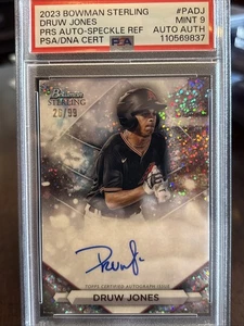 2023 Bowman Sterling Druw Jones Speckle Refractor Auto RC Rookie /99 PSA 9 Mint  - Picture 1 of 4