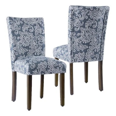 HomePop 21" Fabric Dining Chair in Blue Denim Jacobean Print (Set of 2) - Image 1 of 4