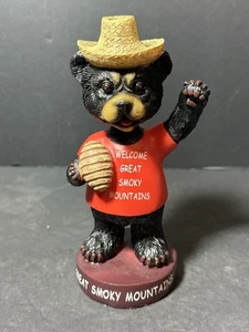 Toller Smokey Mountains Schwarzbär mit Bienenstock mit Hut Wackelkopf Figur - Bild 1 von 6